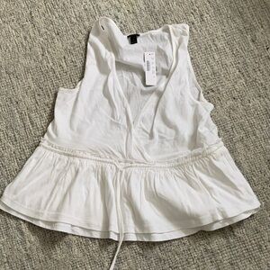 J. Crew Ivory Sleeveless Peplum Blouse